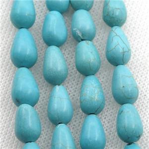 Magnesite Turquoise teardrop beads, approx 7-12mm [GT10513]