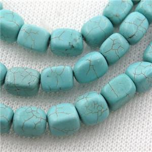 Magnesite Turquoise cuboid beads, approx 7-9mm [GT10517]