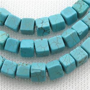 blue Magnesite Turquoise cube beads, approx 6mm [GT10521]