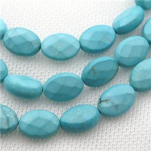 Magnesite Turquoise beads, faceted oval, approx 10-14mm [GT10541]