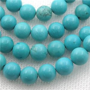 round green Magnesite Turquoise beads, approx 4mm dia [GT10564-4MM]