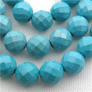 Magnesite Turquoise beads, faceted round, approx 12mm dia [GT10568-12MM]