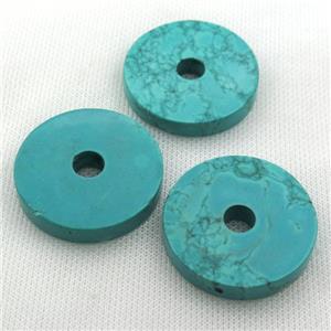 Sinkiang Turquoise donut pendant, teal, approx 40mm dia [GT10606]