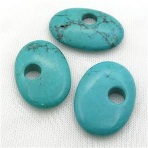 Sinkiang Turquoise oval pendant, teal, approx 33-50mm [GT10609]