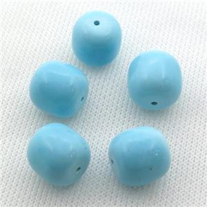 blue Sinkiang Turquoise barrel beads, approx 14mm dia [GT10641]