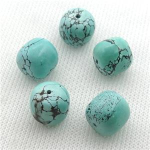green Sinkiang Turquoise barrel beads, approx 12mm dia [GT10650]
