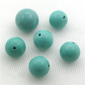 green Sinkiang Turquoise round Beads, approx 14mm dia [GT10651-14MM]