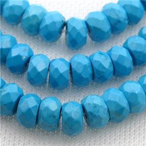 blue Sinkiang Turquoise beads, faceted rondelle, approx 6x10mm [GT10700-6X10MM]