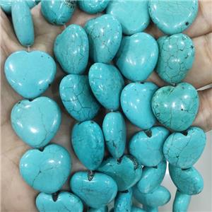 Magnesite Turquoise Heart Beads, approx 20mm [GT10740]