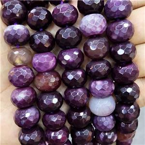 Natural Agate Beads Faceted Rondelle Purple Dye, approx 11-16mm [GT10754]
