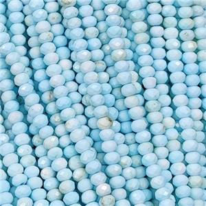Howlite Turquoise Beads WhiteBlue Dye Faceted Rondelle, approx 4mm [GT10767]