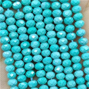 Howlite Turquoise Beads Green Dye Faceted Rondelle, approx 4mm [GT10770]