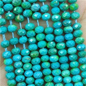 Howlite Turquoise Beads Teal Dye Faceted Rondelle, approx 4mm [GT10771]