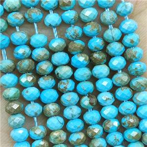 Howlite Turquoise Beads Blue Dye Faceted Rondelle, approx 4mm [GT10772]