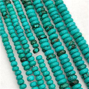 Howlite Turquoise Beads Green Dye Smooth Rondelle, approx 4mm [GT10780-4MM]