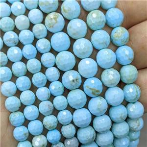 Natural Howlite Turquoise Beads Blue Dye Faceted Round, approx 8mm [GT10818-8MM]