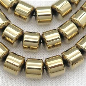Hematite tube beads, lt.gold plated, approx 4mm [HB0788-4MM]