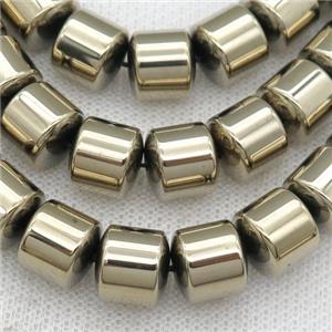 Hematite tube beads, pyrite color, approx 6mm [HB0789-6MM]