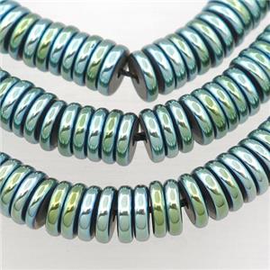 Hematite heishi beads, green electroplated, approx 8mm [HB0790]