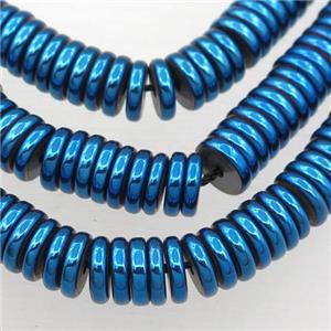 Hematite heishi beads, blue electroplated, approx 8mm [HB0791]