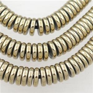 Hematite heishi beads, lt.gold, approx 8mm [HB0795]