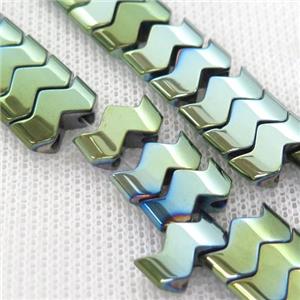 green Hematite wave Beads with 2holes, approx 6-12mm [HB0803]