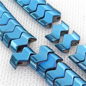 blue Hematite wave Beads with 2holes, approx 6-12mm [HB0804]