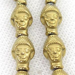 Hematite buddha Beads, gold electroplated, approx 9-14mm [HB0828]