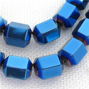 Hematite tube Beads, blue electroplated, approx 8-10mm [HB0830]