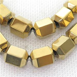 Hematite tube Beads, gold plated, approx 8-10mm [HB0836]