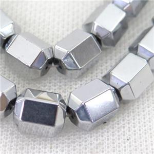 Hematite tube Beads, platinum plated, approx 8-10mm [HB0837]