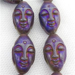 purple Hematite buddha Beads, approx 15-25mm [HB0838]