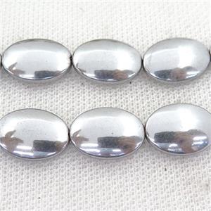 Hematite oval beads, silver plated, approx 12-18mm [HB0851]