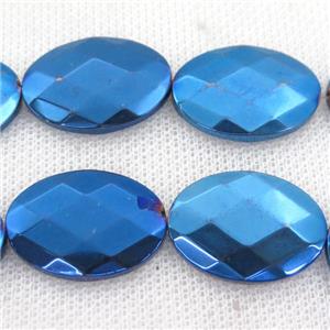 blue Hematite Beads, faceted oval, approx 18-25mm [HB0853]