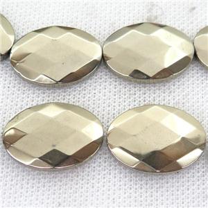 Hematite Beads, faceted oval, pyrite color, approx 18-25mm [HB0858]