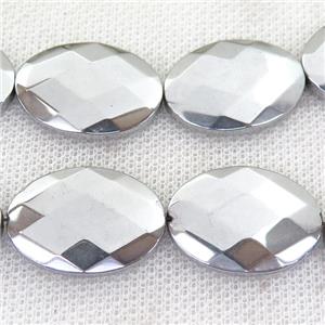 Hematite Beads, faceted oval, silver plated, approx 18-25mm [HB0860]