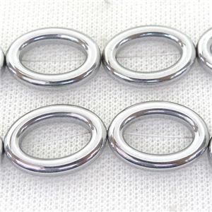 Hematite oval beads, silver plated, approx 18-25mm [HB0867]