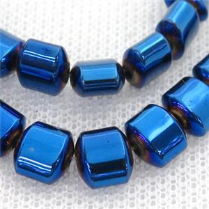 blue Hematite Beads, flat tube, approx 7.5mm [HB0869]