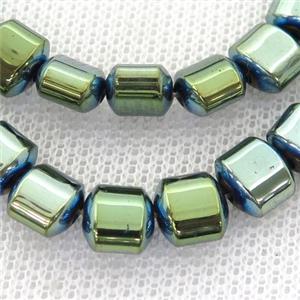 green Hematite Beads, flat tube, approx 7.5mm [HB0870]