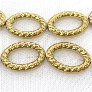 Hematite oval beads, gold plated, approx 18-25mm [HB0882-L]