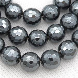 Black Hematite Beads, faceted round, approx 6mm dia [HB0893-6MM]
