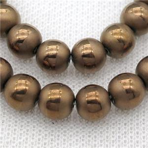 round Hematite Beads with line, brown electroplated, matte, approx 12mm dia [HB0901-12MM]