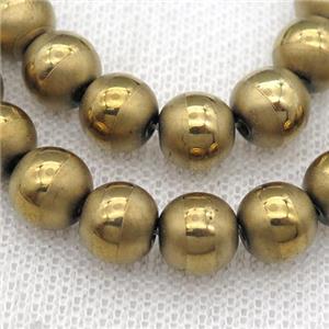 round Hematite Beads with line, gold electroplated, matte, approx 12mm dia [HB0904-12MM]