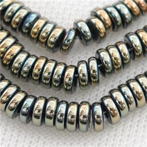 Hematite heishi beads, bluegold, approx 8mm [HB0910]
