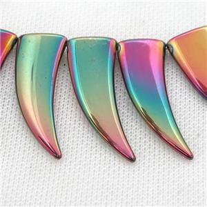 Hematite horn beads, multicolor electroplated, approx 14-40mm [HB0914]