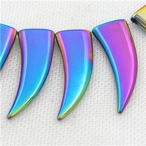 Hematite horn beads, rainbow electroplated, approx 14-40mm [HB0917]