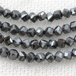 black Hematite beads, corner-drilled cube, approx 3mm [HB0935]