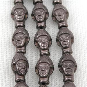 Hematite buddha beads, chocolate electroplated, approx 9-14mm [HB0946]