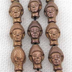 Hematite buddha beads, brown electroplated, approx 9-14mm [HB0949]