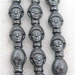 black Hematite buddha beads, approx 9-14mm [HB0954]